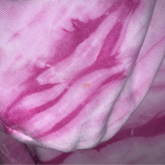 Reworked Cropped Hoodie Size  Large Pink Tie-Dye Psychedelic Groovy Sweater - Picture 7 of 7